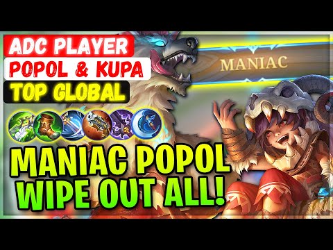 MANIAC POPOL Wipe Out All! [ Top 2 Global Popol and Kupa ] ADC PLAYER - Mobile Legends Emblem Build