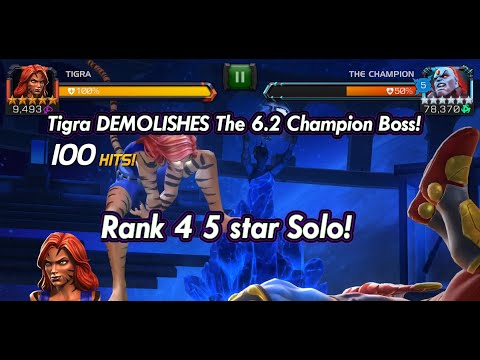 Tigra DEMOLISHES The 6.2 Champion Boss! Rank 4 5 Star Solo!