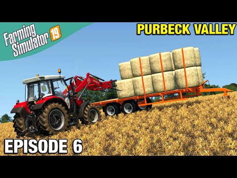 LOADING WHEAT STRAW Farming Simulator 19 Timelapse - Purbeck Valley Farm FS19 Ep 6