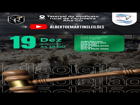 LEILÃO ALBERTO e MARTINS 19/12/2025 AS 18:00 hs em Cachoeira Alta Go.