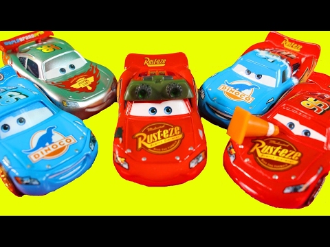Huge Disney Cars Pixar Lightning McQueen Collection With Dinoco And Color Changers Lightning McQueen