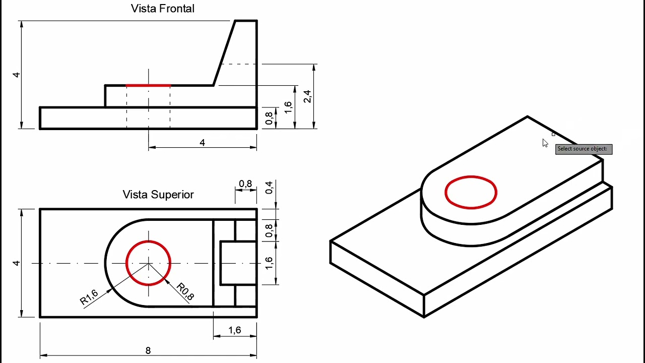 11-  Desenho Técnico-  Exemplo de Perspectiva Isométrica Simplificada-  Parte- 2/2