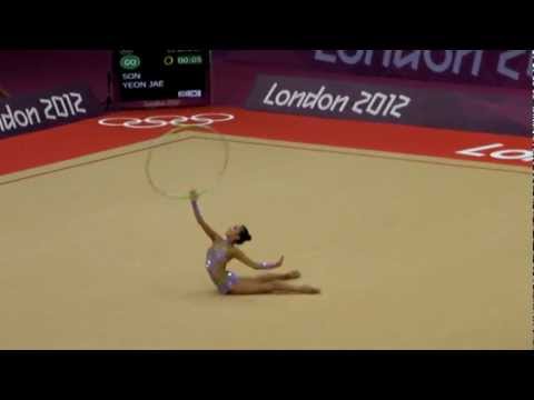 South Korean Rhythmic Gymnast Yeon Jae Son with Hoop at London 2012 Olympics pt1.MP4