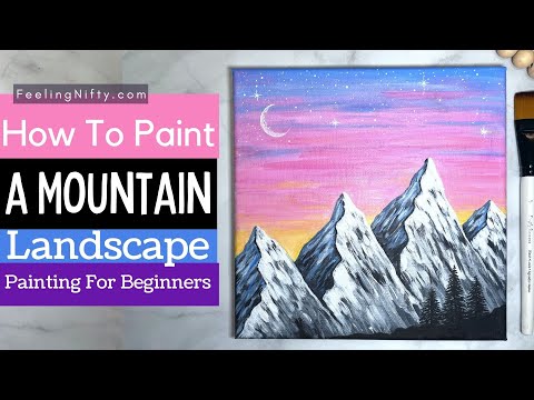 Mountain Landscape Painting | How To Paint a Mountain Sunset | Easy Acrylic Painting for Beginners