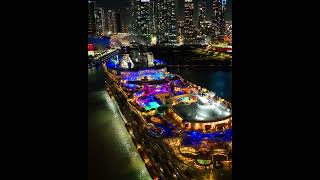 “Majestic Night Departure! The ‘Oasis of the Seas’ Lights Up PortMiami 4K Drone View”