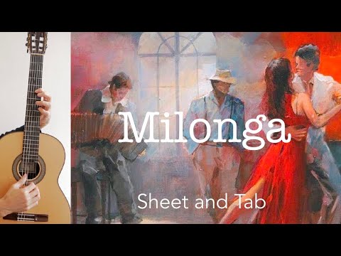 Milonga (M. Pujol), From Suite del Plata No. 1, Guitar lesson, sheet and Tab