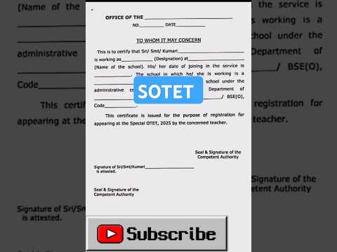SOTET//Special otet //in-service otet //service certificate
