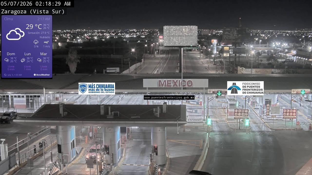 Live webcam view of Zaragoza Bridge South Crossing