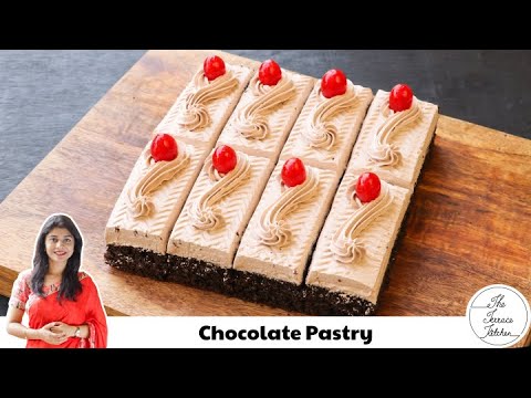 Eggless, No Oven, Bakery Style Chocolate Pastry Recipe