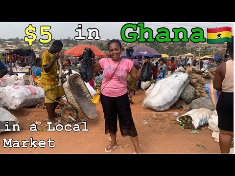 What $ 5 can GET you in a GHANA MARKET || COST of Living on BUDGET || WEST AFRICA Sunyani
