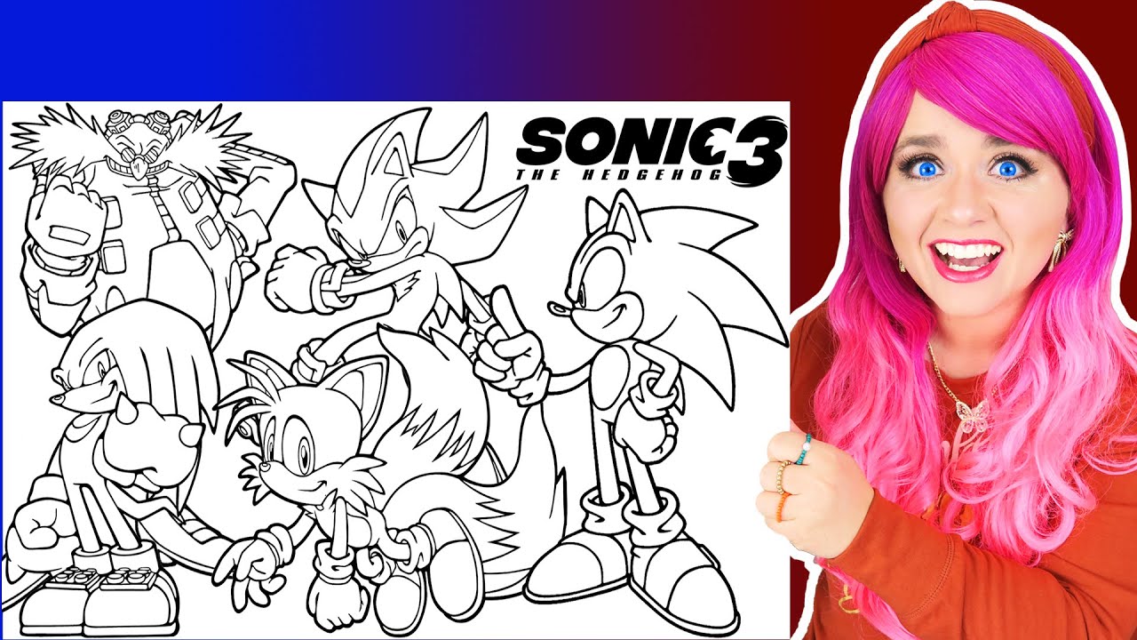 Coloring Sonic 3 Movie Characters | Sonic, Shadow, Knuckles, Tails & Robotnik Coloring Pages