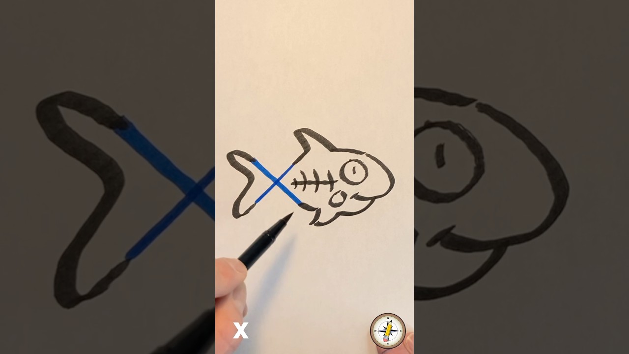 Easy to Draw X-Ray Fish with the Letter X #drawing #kidstutorial #shorts