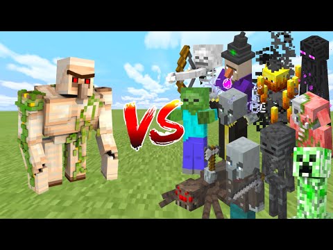 IRON GOLEM vs ALL MOBS in Minecraft Mob Battle