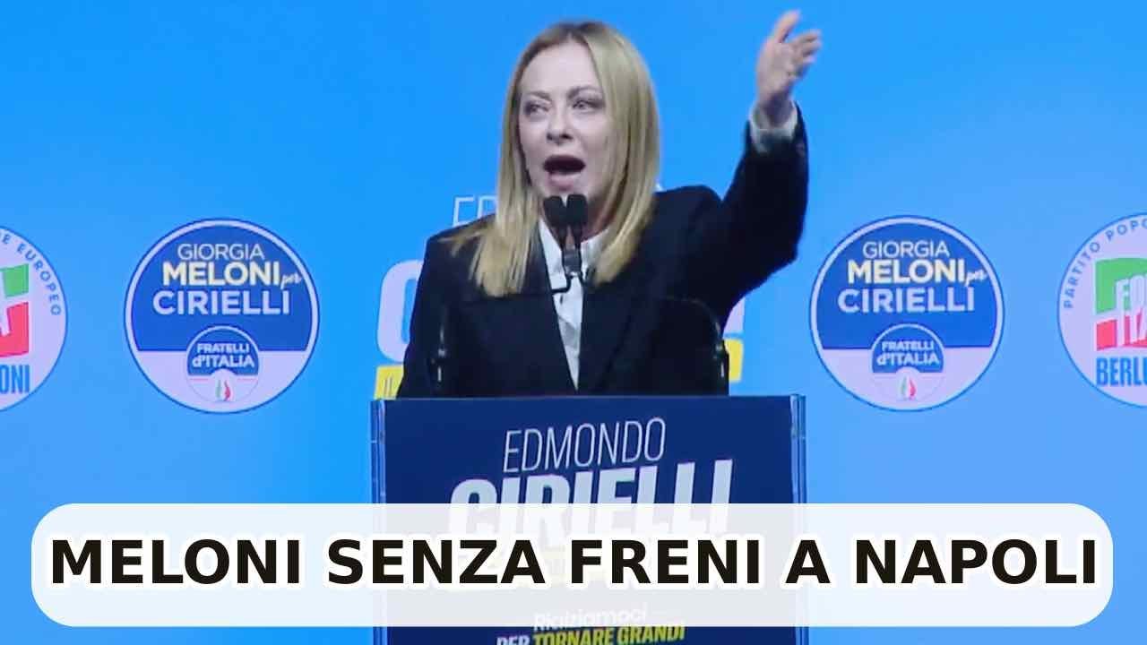 GIORGIA MELONI SENZA FRENI A NAPOLI PER SOSTENERE EDMONDO CIRIELLI PRESIDENTE DELLA REGIONE CAMPANIA
