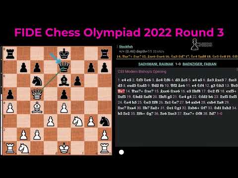 Raunak Sadhwani vs Fabian Baenziger - 44th FIDE Chess Olympiad 2022 Round 3