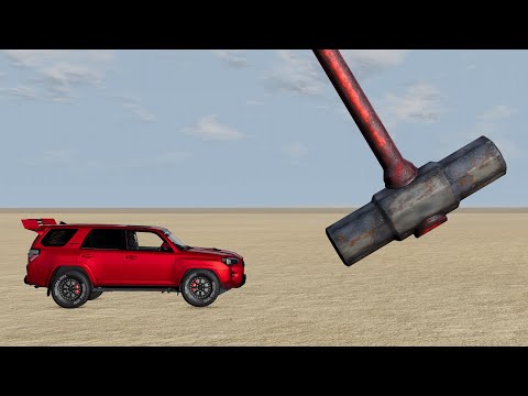 Powerful Giant Hammer vs. Cars – BeamNG.Drive