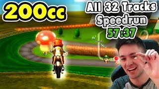 Mario Kart Wii - 200cc All Tracks Speedrun - 0:57:37 (No Ultra Shortcuts)
