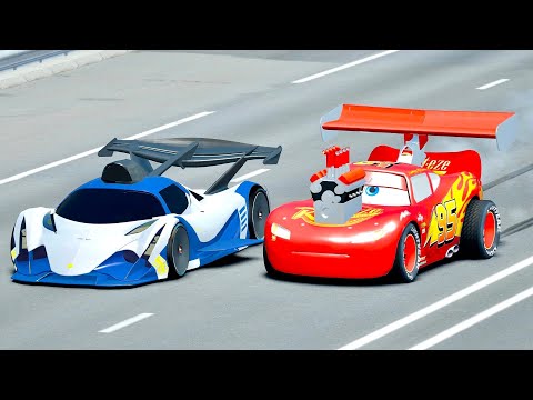 Lightning McQueen Dragster vs Devel Sixteen GTR - Drag Race 20 KM