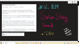 YouTube video 'LeetCode | 839. Similar String Groups | Graph | DSU'