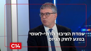 סקר "סופשבוע" בדק: מה עמדת הציבור הדתי-לאומי כיום בנוגע לחוק הגיוס לעומת השנה שעברה? (חדשות ערוץ 14) - התמונה מוצגת ישירות מתוך אתר האינטרנט יוטיוב. זכויות היוצרים בתמונה שייכות ליוצרה. קישור קרדיט למקור התוכן נמצא בתוך דף הסרטון