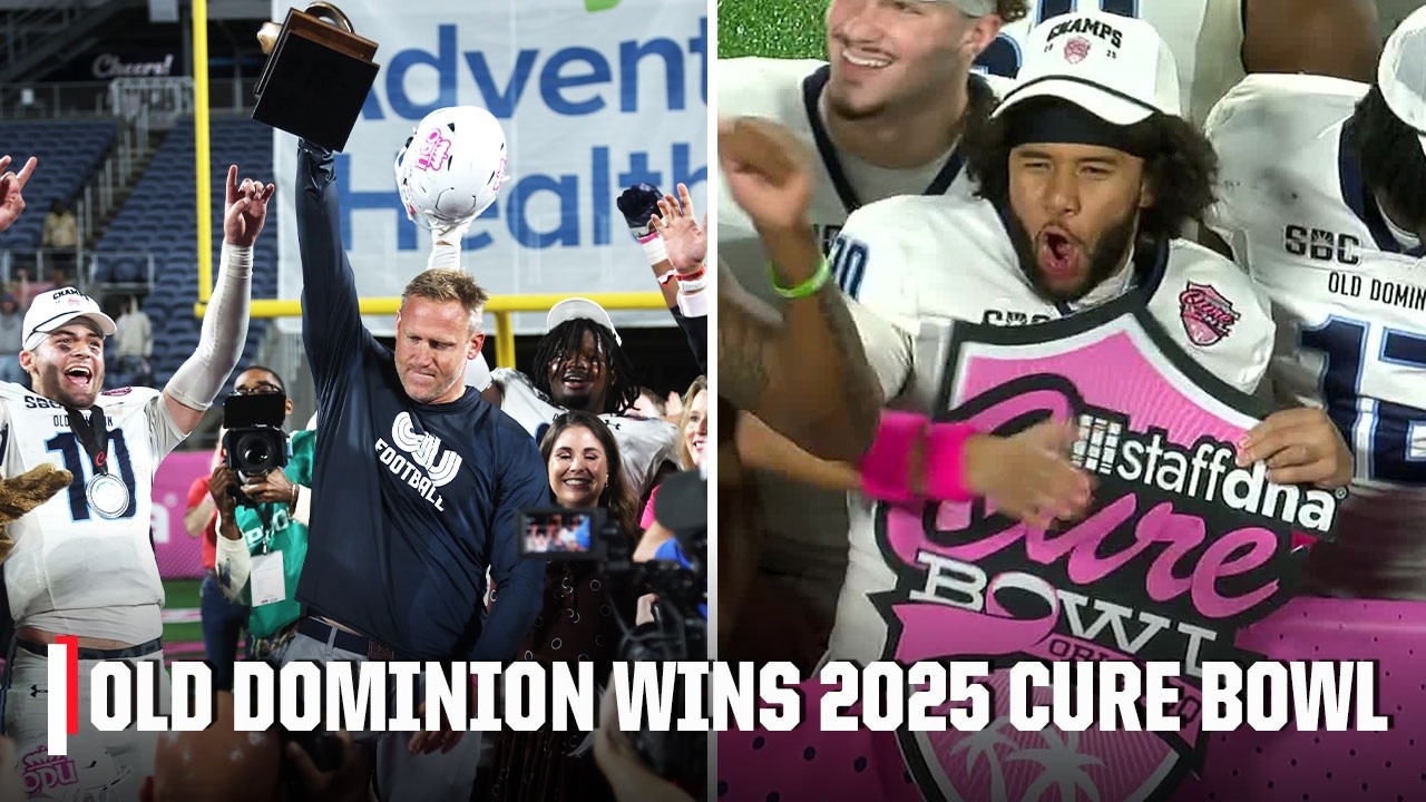 QB Quinn Henicle, Old Dominion Monarchs lift 2025 Cure Bowl trophy 🏆 | ESPN College Football