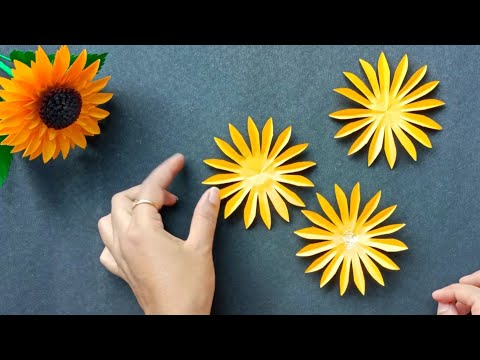 Beautiful Paper Sunflower Making Tutorial - DIY Paper Flower for Room Decoration - Paper Craft