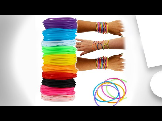Vídeo relacionado con NUOM 40 piezas de pulseras de neón de los años 80 - pulseras brillantes, bandas de goma, pulseras de gelatina de silicona para accesorios de disfraz