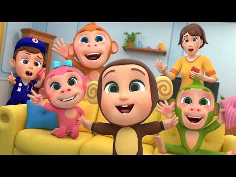 Five Little Monkeys No More Jumping on the Bed! | Almama Nursery Rhymes & Kids Songs