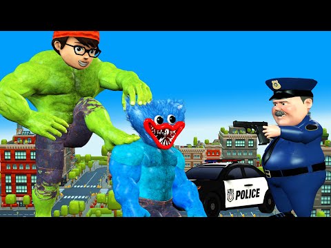 NickHulk Unjust in Prison & Giant Huggy Wuggy and Ice Scream 4 - Scary Teacher 3D Funny Police Story
