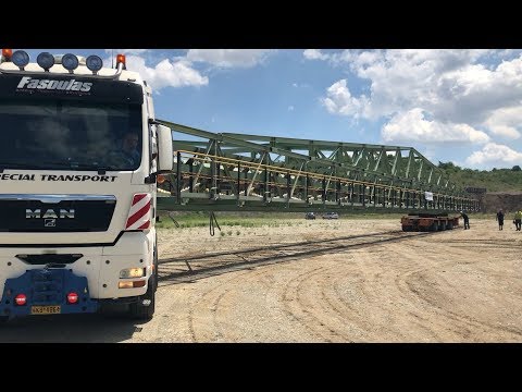 Loading And Transporting A Huge Metal Conveyor Bridge 50 Meters Length - Fasoulas Heavy Transports