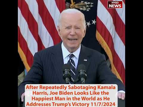 After Repeatedly Sabotaging Kamala, Biden Looks Like Happiest Man as He Addresses Trump’s Victory