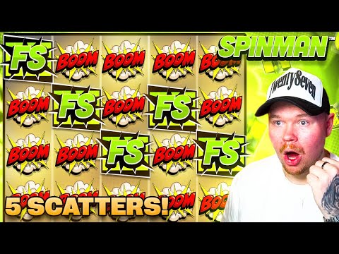 I GOT THE RARE 5 SCATTER BONUS ON SPINMAN!