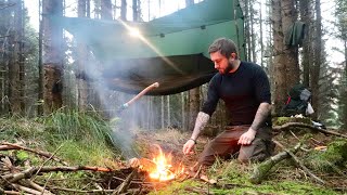 Solo Hammock Camping and Cast Iron Cooking | Bushcraft & Mushroom Foraging