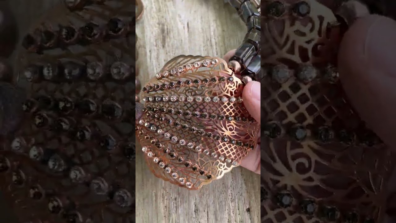 Runway Ready! Vintage GIORGIO ARMANI Statement Necklace | Bronze Filigree & Smoky Quartz Style