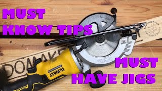 Using the dewalt  4 1/2 inch circular saw tips and tricks and making 2 easy jigs.