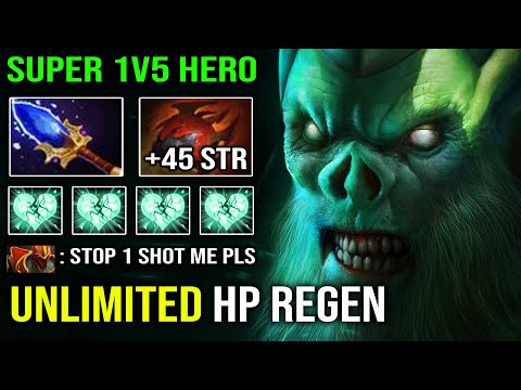 UNLIMITED HP REGEN Super 1v5 Tank Necrophos with Heart Aghanim +45K Total Damage Dota 2