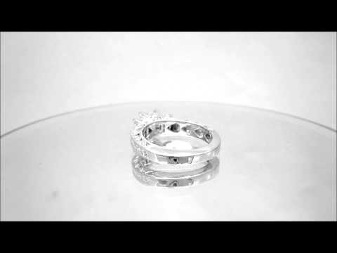 14K WHITE GOLD PRINCESS AND ROUND DIAMOND ENGAGEMENT RING ANTIQUE STYLE 2.05CTW - KNR INC - 336