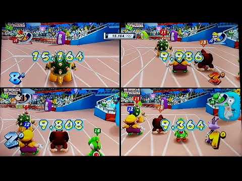 Mario & Sonic London 2012 100m Sprint #45 (Yoshi Vs Wario Vs Donkey Kong) + Bowser Loses 