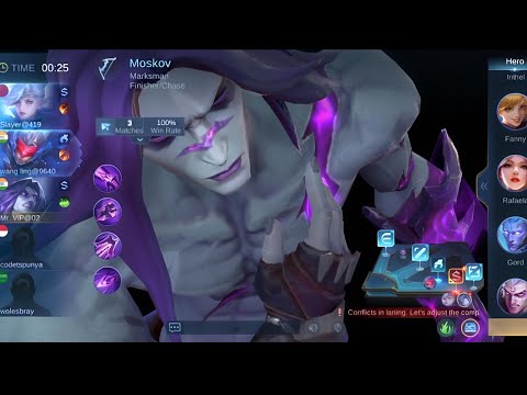 Unstoppable Power! Moskov 100% Win Rate Gameplay–The Shadow Spear Dominates💥|Mobile Legends #mlbb 