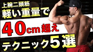 【筋肥大】たった2種目!軽い重量で40cm超えの上腕を作る筋トレ「テクニック5選」