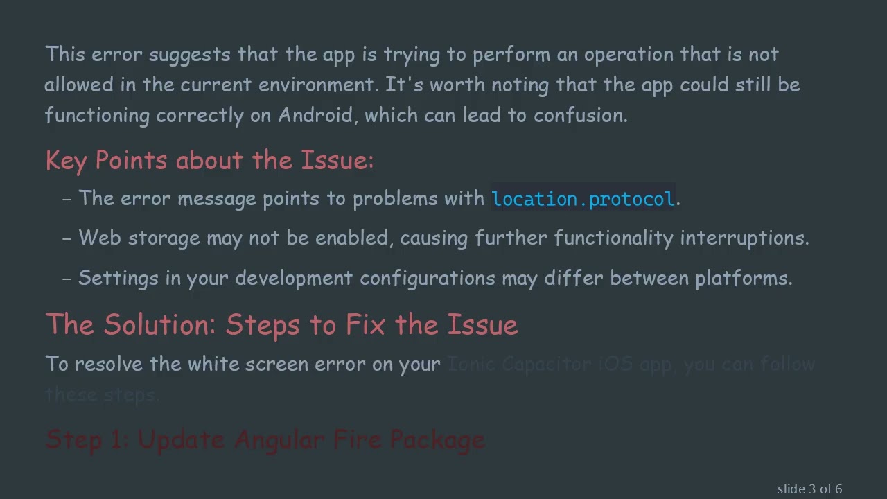 Troubleshooting Your Ionic Capacitor iOS Firebase App: Solving the White Screen Error