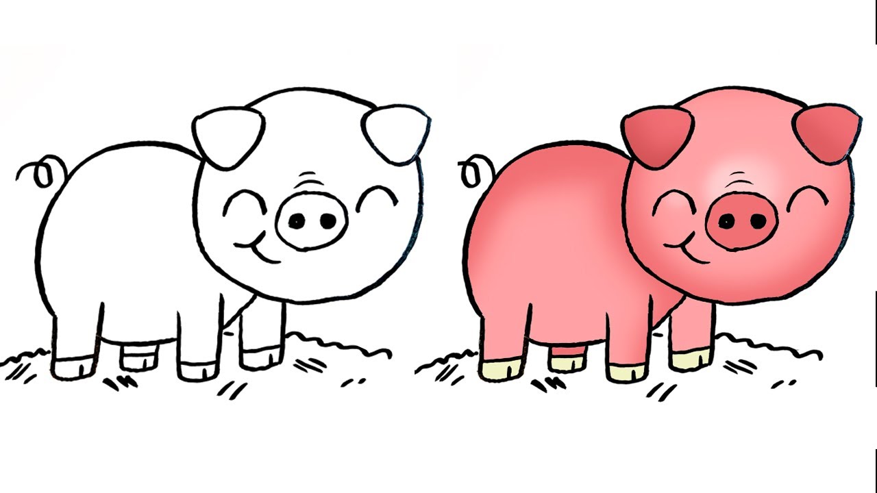COMO DESENHAR UM PORQUINHO PASSO A PASSO [ Curso de Desenho para Crianças ]