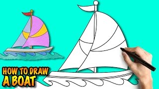 How to draw a Boat - Easy step-by-step drawing tuturial