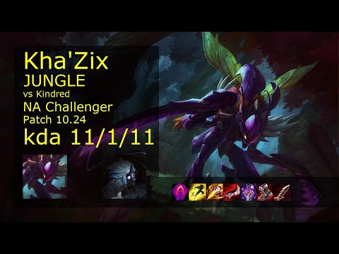 Kha'Zix Jungle vs Kindred - NA Challenger 11/1/11 Patch 10.24 Gameplay