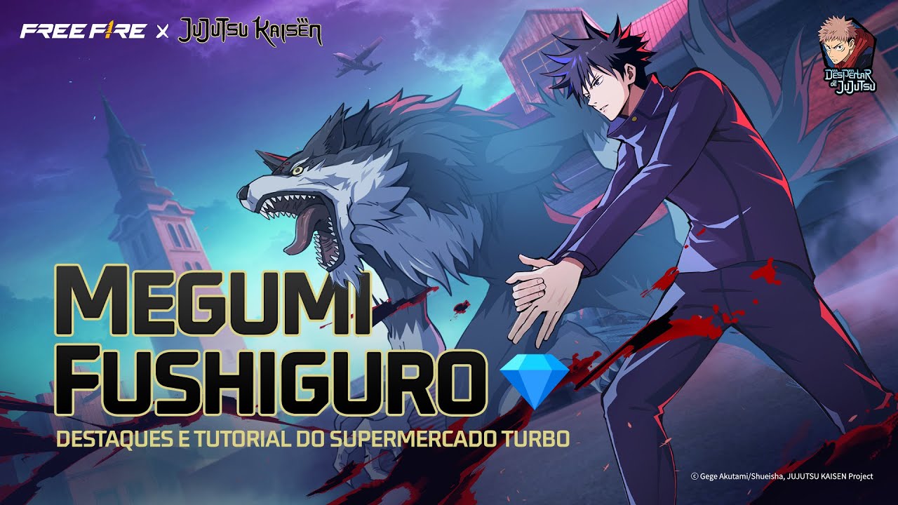 Destaque de Megumi Fushiguro e Tutorial do Supermercado Turbo  | Free Fire x Jujutsu Kaisen