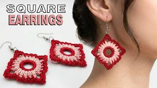 Crochet Square Earrings For Beginners - Quick & Easy DIY