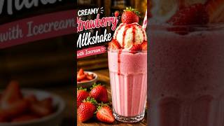 Creamy Strawberry Milkshake🍓🍨| Satisfying ASMR #asmr #Milkshake #dessert #shorts #asmrsounds