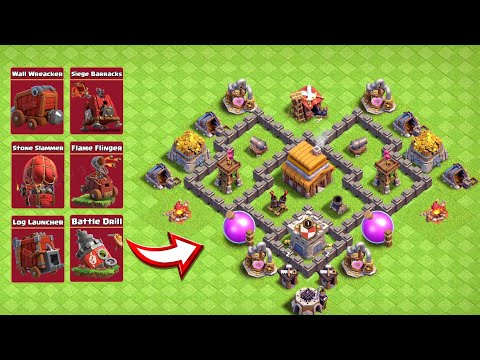 Town Hall 4 vs Every Siege Machines | Clash of Clans