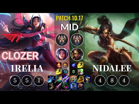 T1 Clozer Irelia vs Nidalee Mid - KR Patch 10.17