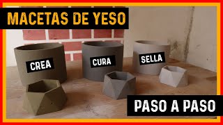 🤯 como crear, curar y sellar MACETAS DE YESO Y CEMENTO / para que no se seque tan rapido el yeso